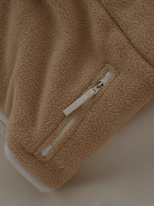 POLAR HALF ZIP SWEATER - SAND & SOFT WHITE