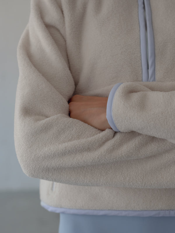 POLAR HALF ZIP SWEATER - SOFT WHITE & BABY BLUE