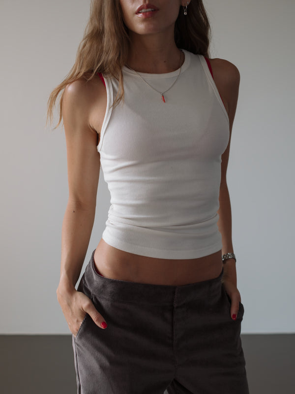 RIB SIMPLY TANK - SOFT WHITE