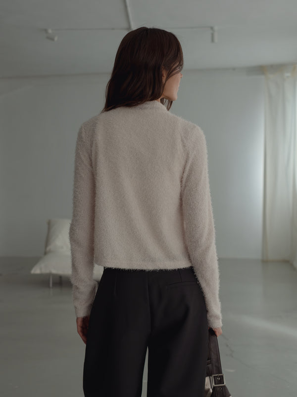ROUND NECK CARDIGAN - SOFT WHITE