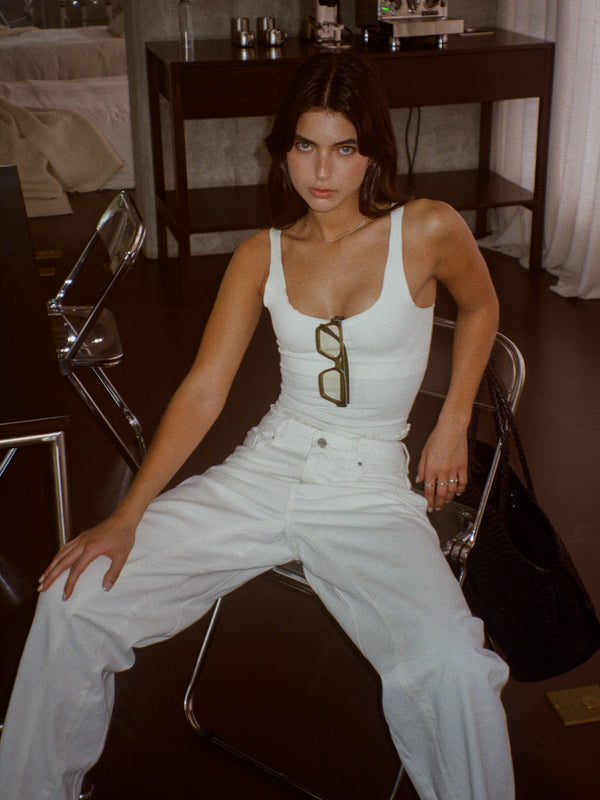 RUCHED SEAMLESS TANK - SOFT WHITE