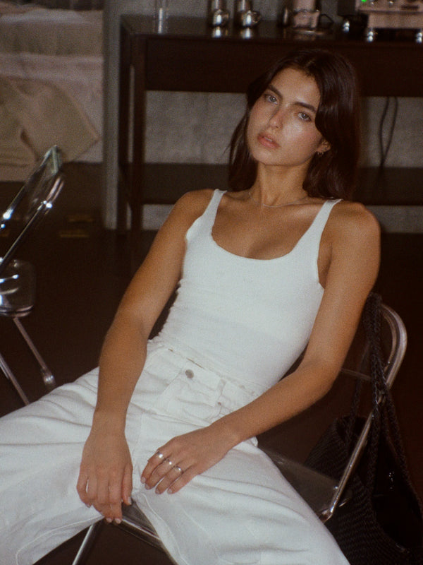 RUCHED SEAMLESS TANK - SOFT WHITE