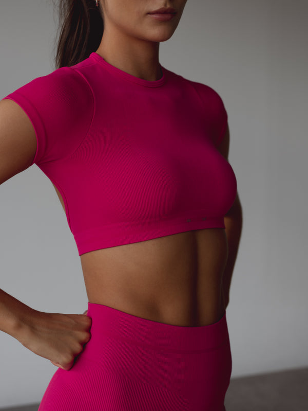 CLOUD SEAMLESS CROP TOP - FUCSIA