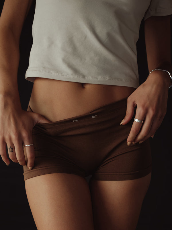 SEAMLESS MINI BOXER - SEPIA
