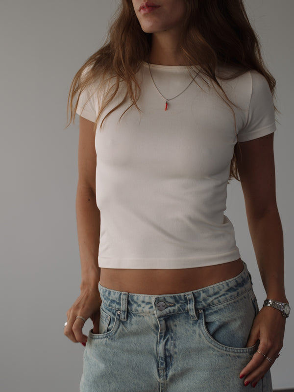 SEAMLESS SIMPLY TEE - SOFT WHITE