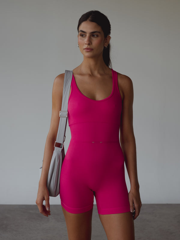 BANDAGE SEAMLESS UNITARD  - FUCSIA