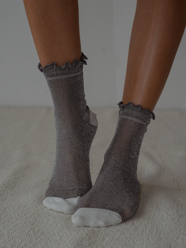SHIMMER MESH SOCKS PACK X2 - SHINY WHITE AURA & GRAY