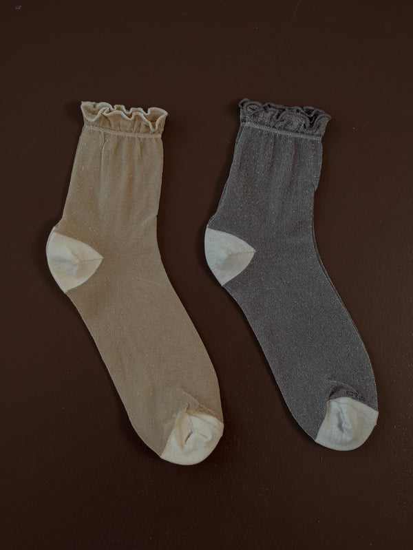 SHIMMER MESH SOCKS PACK X2 - SHINY WHITE AURA & GRAY
