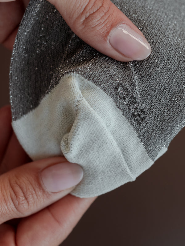 SHIMMER MESH SOCKS - SHINY GRAY