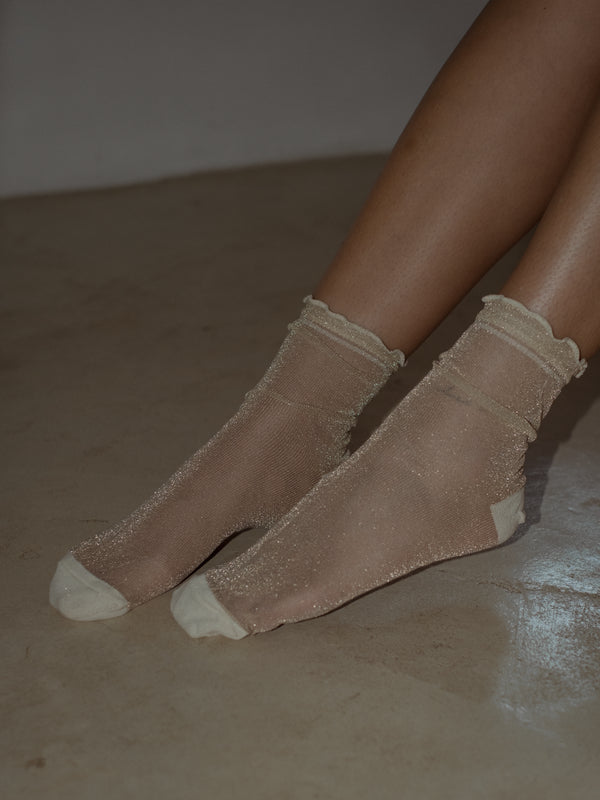 SHIMMER MESH SOCKS - SHINY WHITE AURA