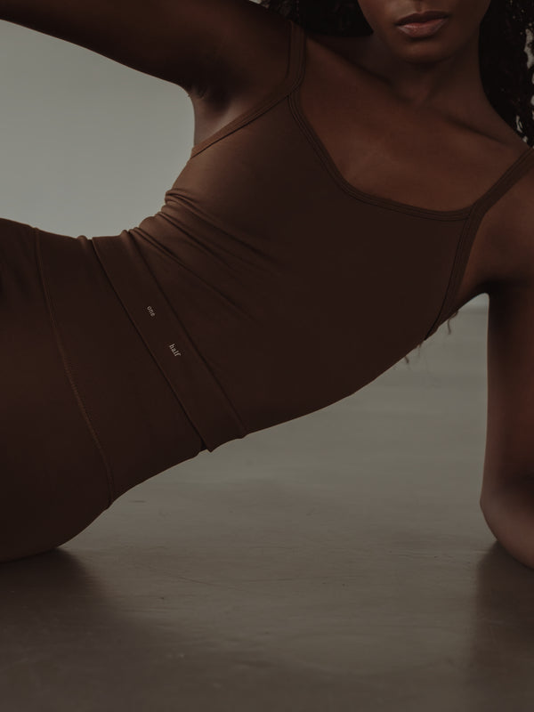 SOFT SEAMLESS TANK TOP  - SEPIA