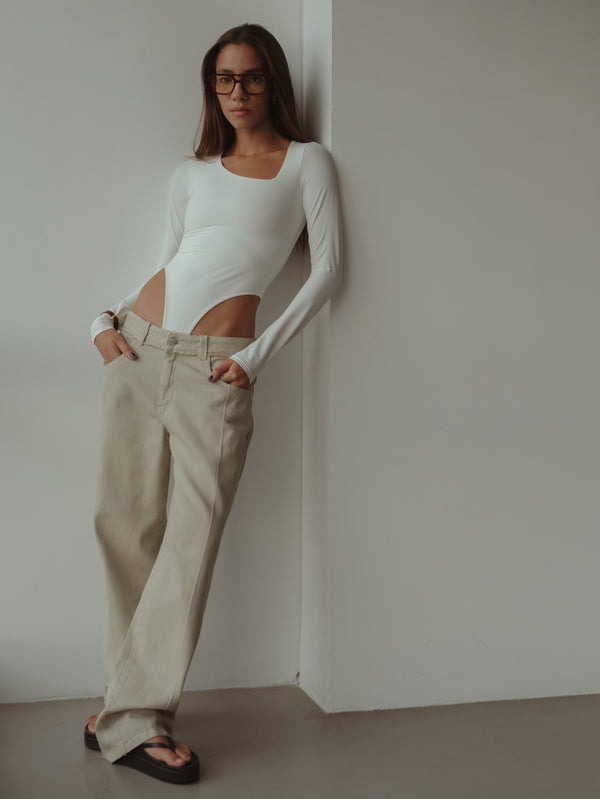 SPLIT LEG STRAIGHT JEAN - ASH