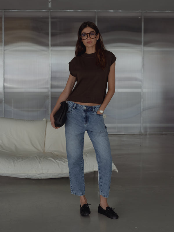 SPLIT TONE ANKLE JEAN - OLD LIGHT BLUE