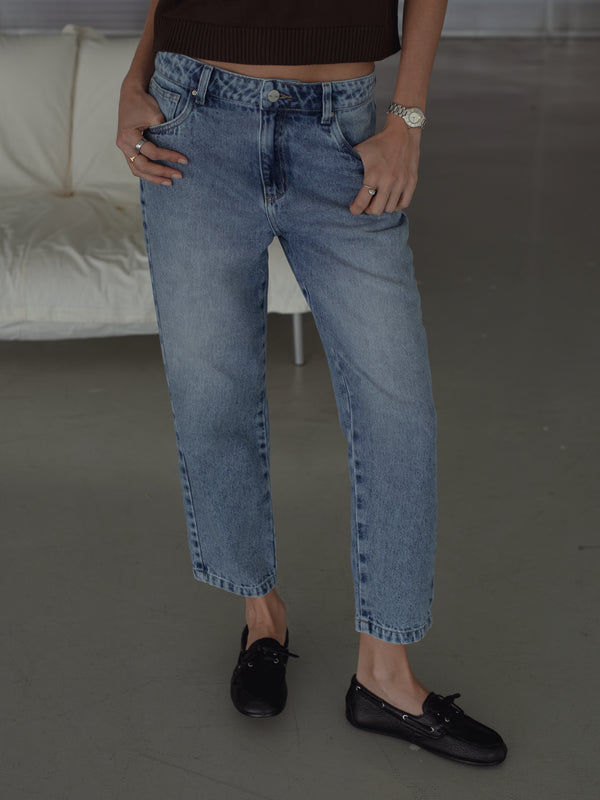 SPLIT TONE ANKLE JEAN - OLD LIGHT BLUE