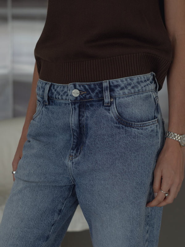 SPLIT TONE ANKLE JEAN - OLD LIGHT BLUE
