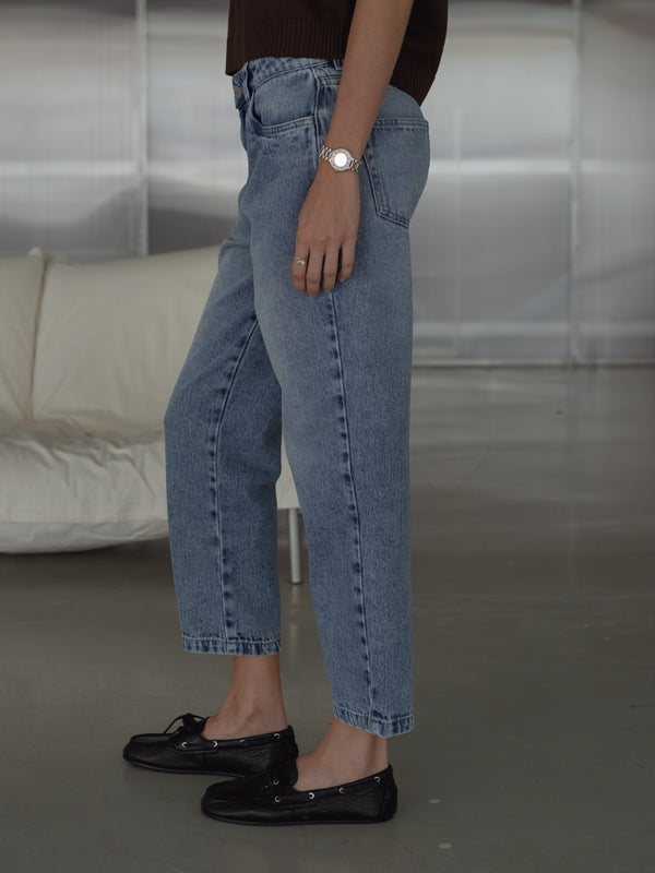 SPLIT TONE ANKLE JEAN - OLD LIGHT BLUE