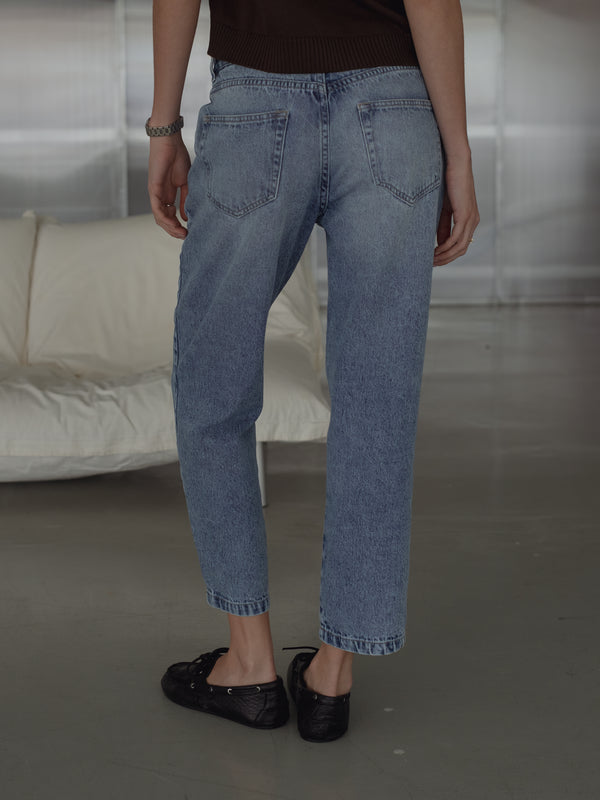 SPLIT TONE ANKLE JEAN - OLD LIGHT BLUE
