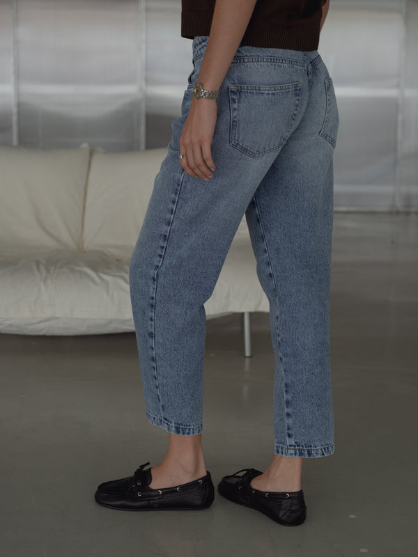 SPLIT TONE ANKLE JEAN - OLD LIGHT BLUE