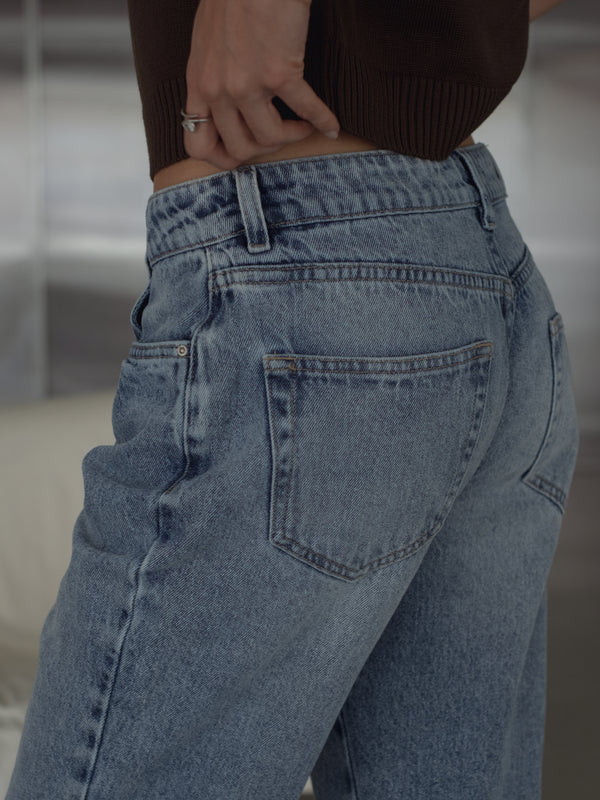 SPLIT TONE ANKLE JEAN - OLD LIGHT BLUE