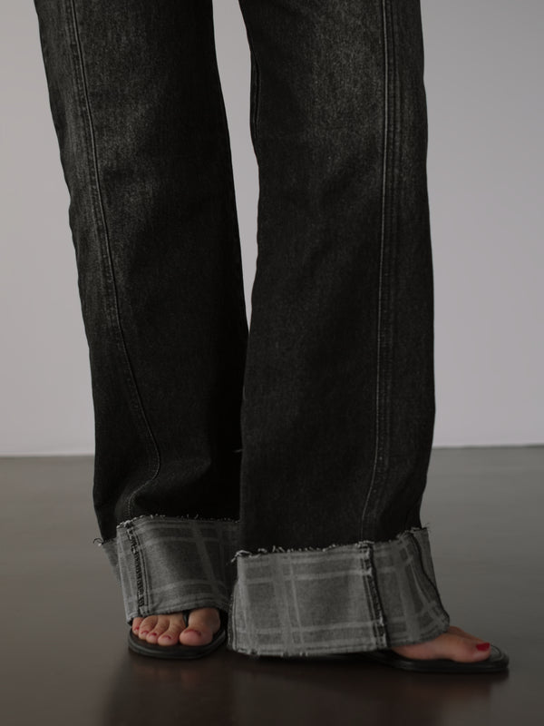 SQUARED CUFF JEAN - BLACK PEPPER