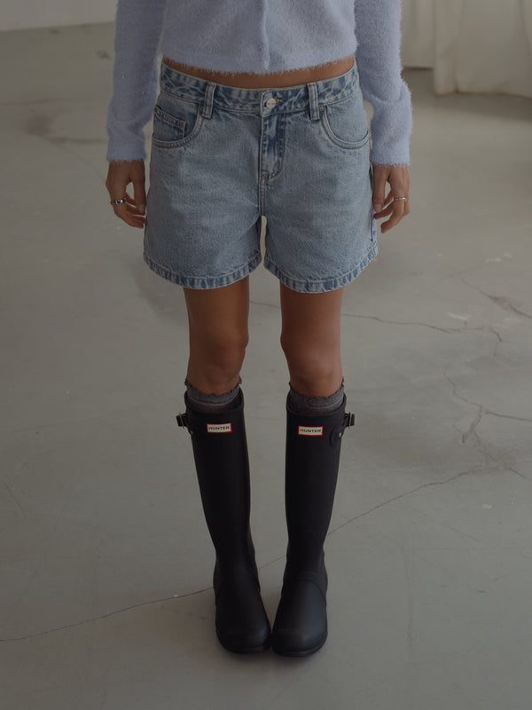 STRAIGHT DENIM JORT - OLD LIGHT BLUE