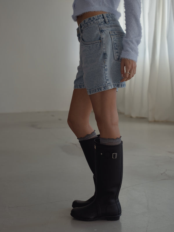 STRAIGHT DENIM JORT - OLD LIGHT BLUE