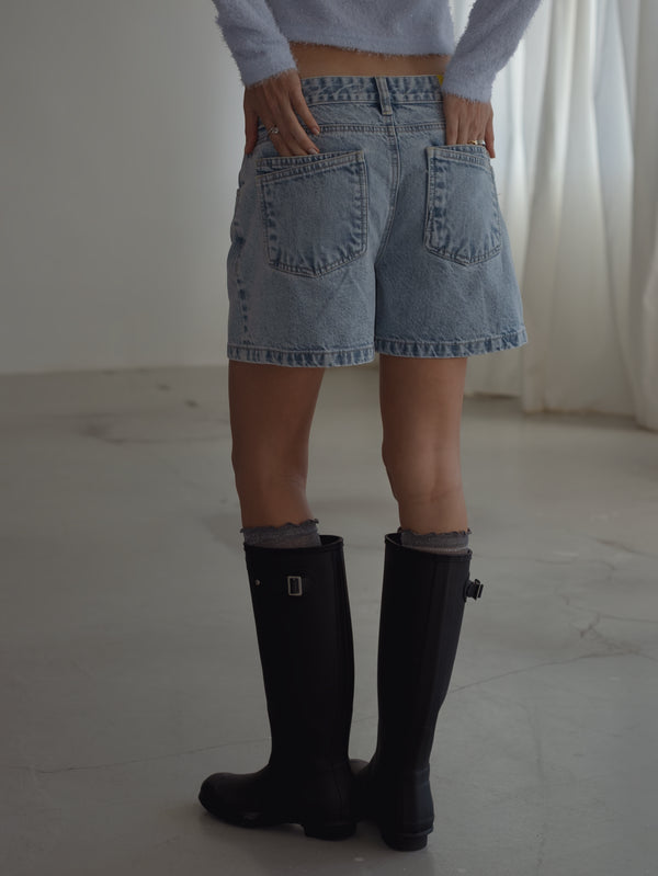 STRAIGHT DENIM JORT - OLD LIGHT BLUE