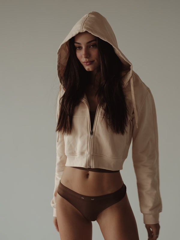 STRETCHY SEAMLESS THONG - SEPIA