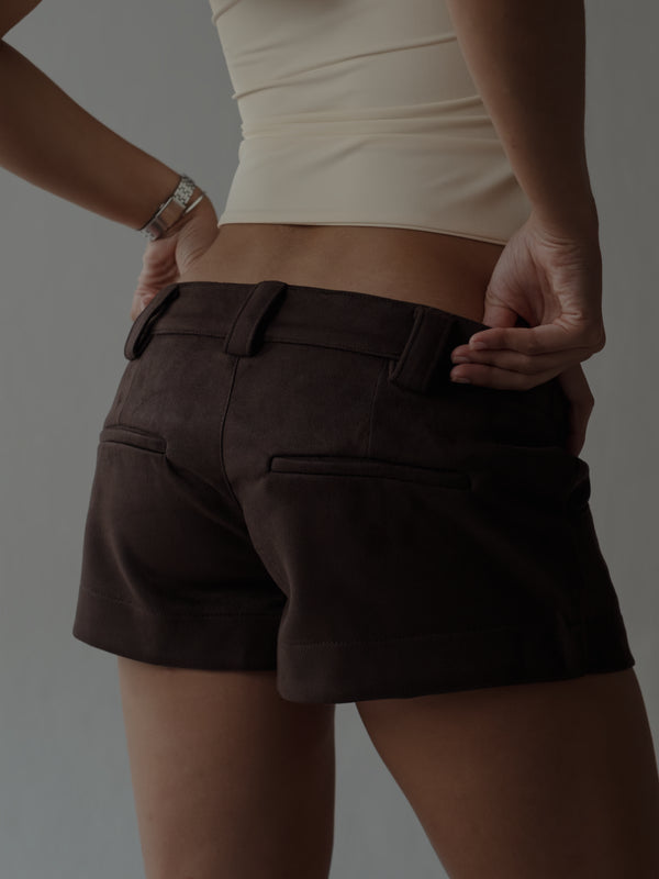 SUEDE MINI SHORT - ESPRESSO