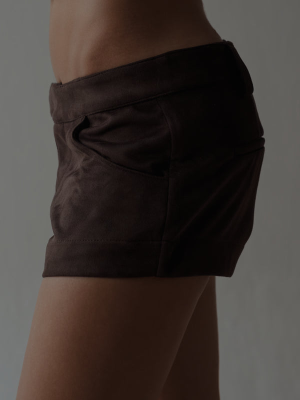 SUEDE MINI SHORT - ESPRESSO
