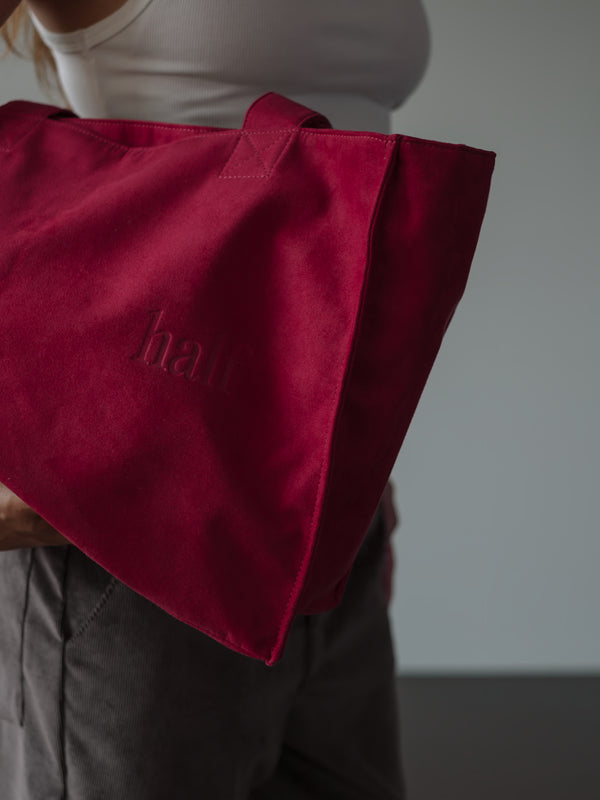 SUEDE TOTE BAG - RED WINE