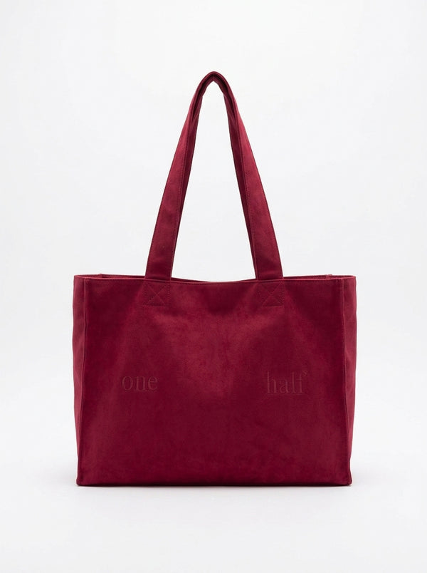 SUEDE TOTE BAG - RED WINE