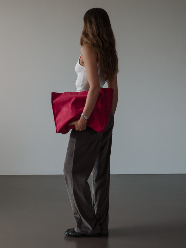 SUEDE TOTE BAG - RED WINE