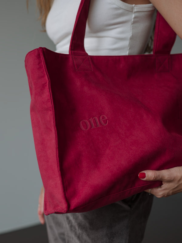 SUEDE TOTE BAG - RED WINE