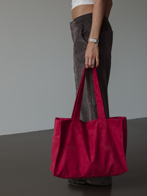 SUEDE TOTE BAG - RED WINE