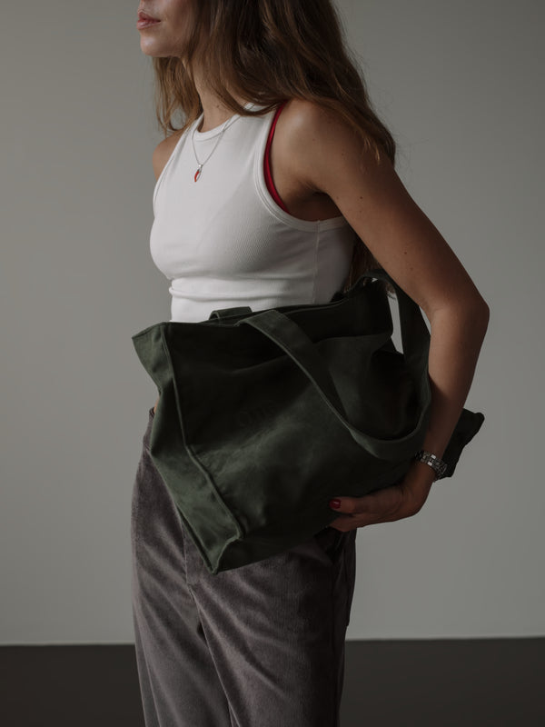 SUEDE TOTE BAG - WOOD GREEN
