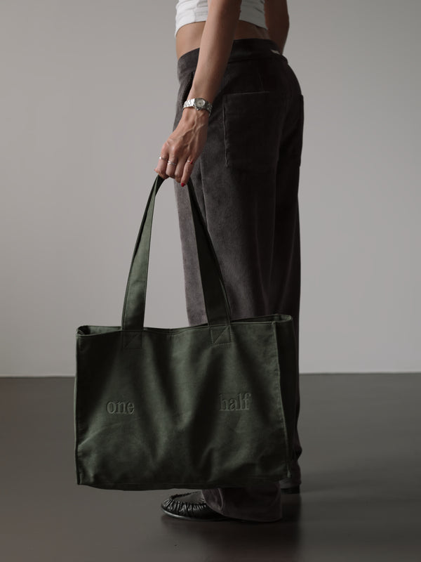 SUEDE TOTE BAG - WOOD GREEN