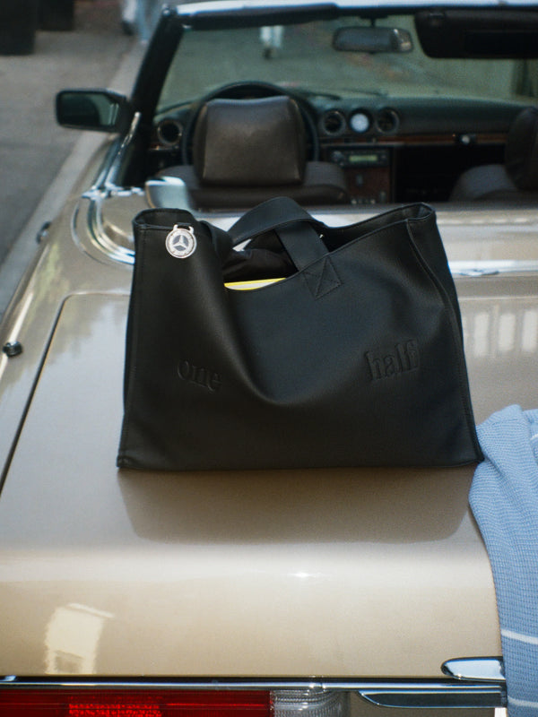 VEGAN LEATHER TOTE BAG - BLACK