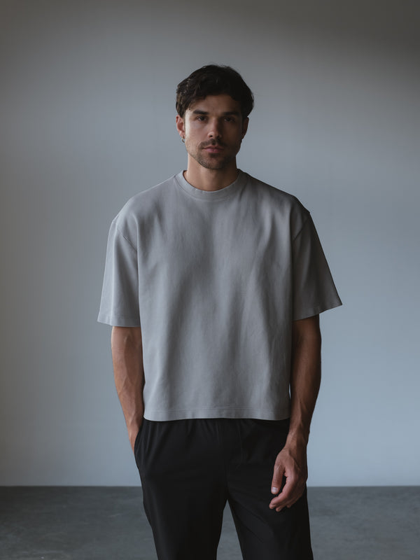 WASHED BOXY T-SHIRT - LIGHT GRAY