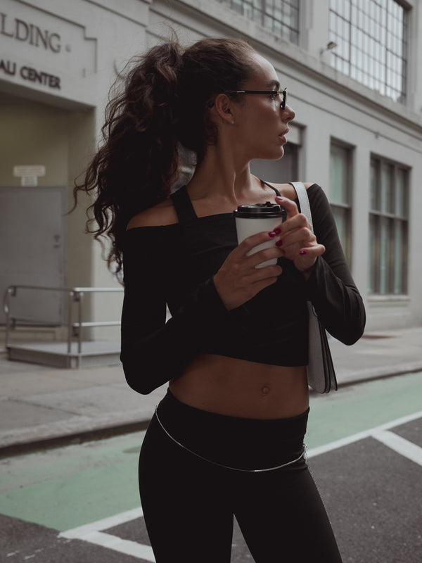LONG SLEEVE DANCE TOP - BLACK