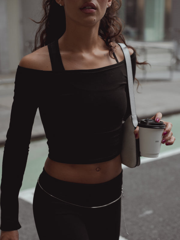 LONG SLEEVE DANCE TOP - BLACK