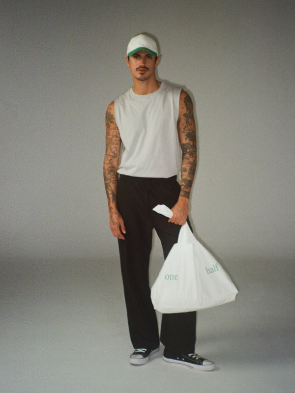TOTE BAG - SOFT WHITE & BRIGHT GREEN