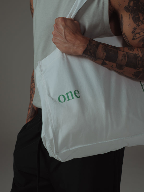 TOTE BAG - SOFT WHITE & BRIGHT GREEN