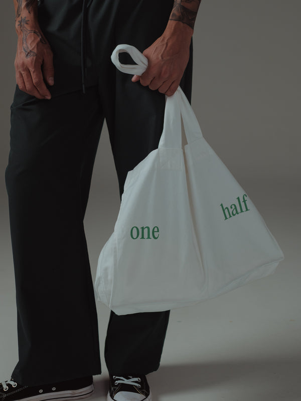 TOTE BAG - SOFT WHITE & BRIGHT GREEN