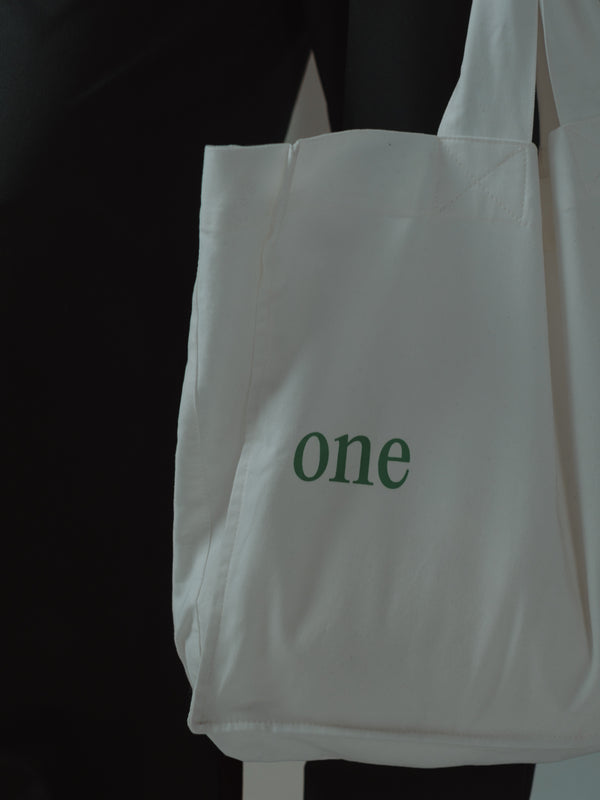 TOTE BAG - SOFT WHITE & BRIGHT GREEN