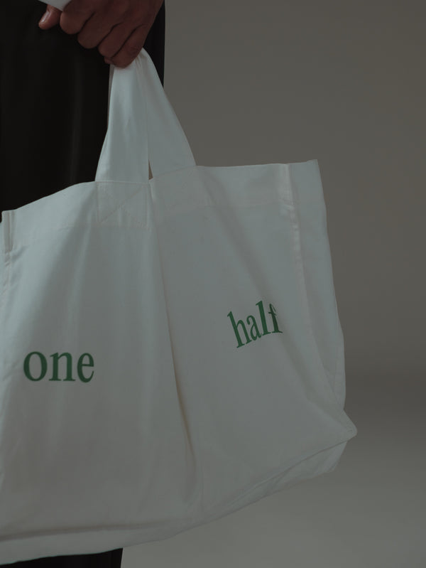 TOTE BAG - SOFT WHITE & BRIGHT GREEN