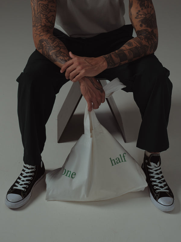 TOTE BAG - SOFT WHITE & BRIGHT GREEN