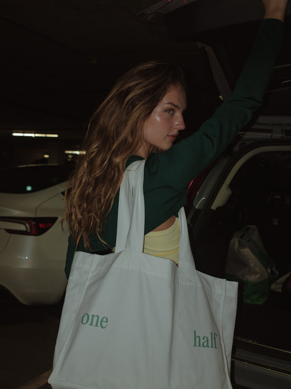 TOTE BAG - SOFT WHITE & BRIGHT GREEN