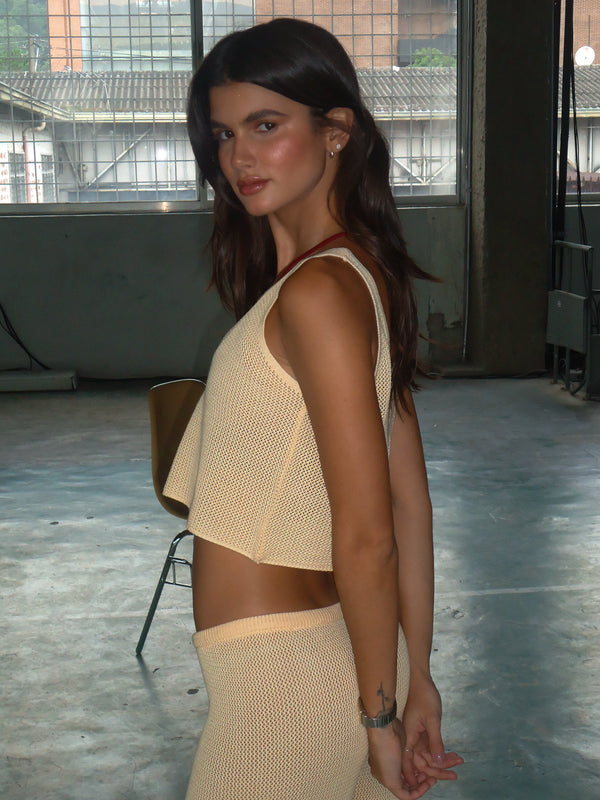 TRIANGLE KNIT TANK TOP - CELESTIAL YELLOW