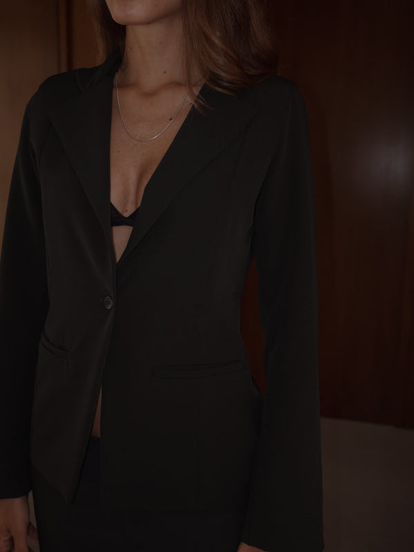 WAIST CLASSIC BLAZER - BLACK